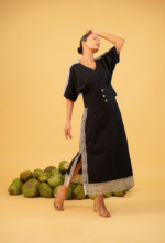 Black Kimono Style Laced Top and Skirt Set - Image 2