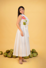 Ruffle-Trim White Belted Dress - Image 2