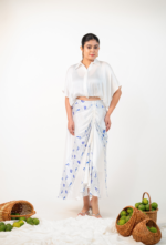 Balloon Zipper Shirt and String Wrap Skirt