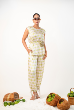 Rose Belt Pleated Top & Balloon Pants Co-ord Set