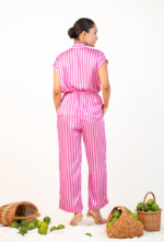 Embellished Zipper up Shirt With Striped Pant Set - Image 4