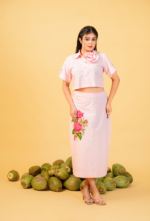Sculptured Cropped Shirt and hand-painted skirt set