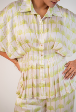 Palm Printed Modal Satin Cinched Co-ord set - Image 3